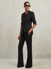 Reiss Black Haisley Wool-Blend Tailored Flared Suit Trousers - Image 3 of 6