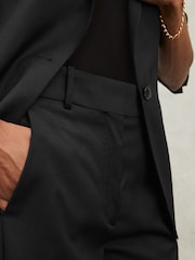 Reiss Black Haisley Wool-Blend Tailored Flared Suit Trousers - Image 4 of 6