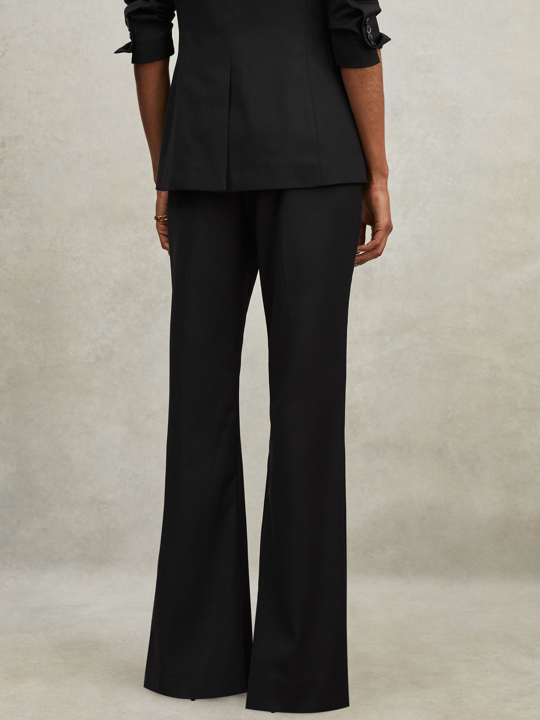 Buy Reiss Black Haisley Wool-Blend Tailored Flared Suit Trousers
