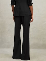 Reiss Black Haisley Wool-Blend Tailored Flared Suit Trousers - Image 5 of 6