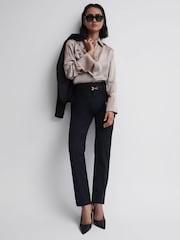 Reiss Navy Haisley Petite Wool Blend Tapered Suit Trousers - Image 3 of 5