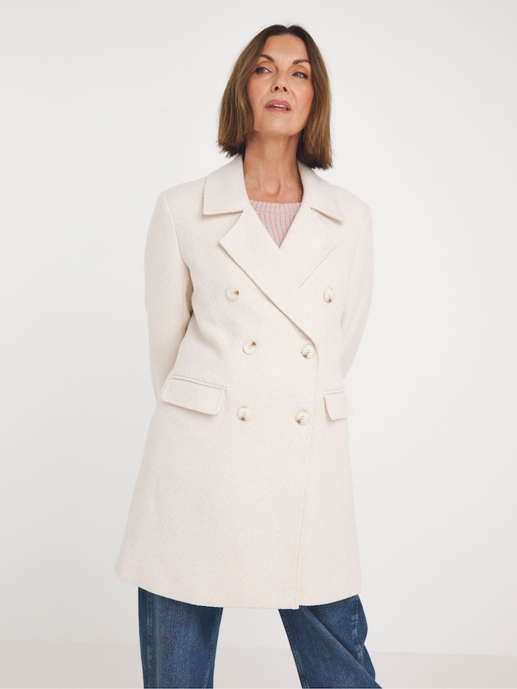 JD Williams Nude Textured Pea Coat - Image 1 of 4