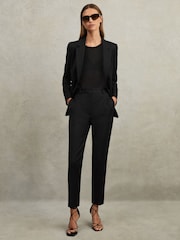Reiss Black Haisley Petite Wool Blend Tapered Suit Trousers - Image 4 of 7