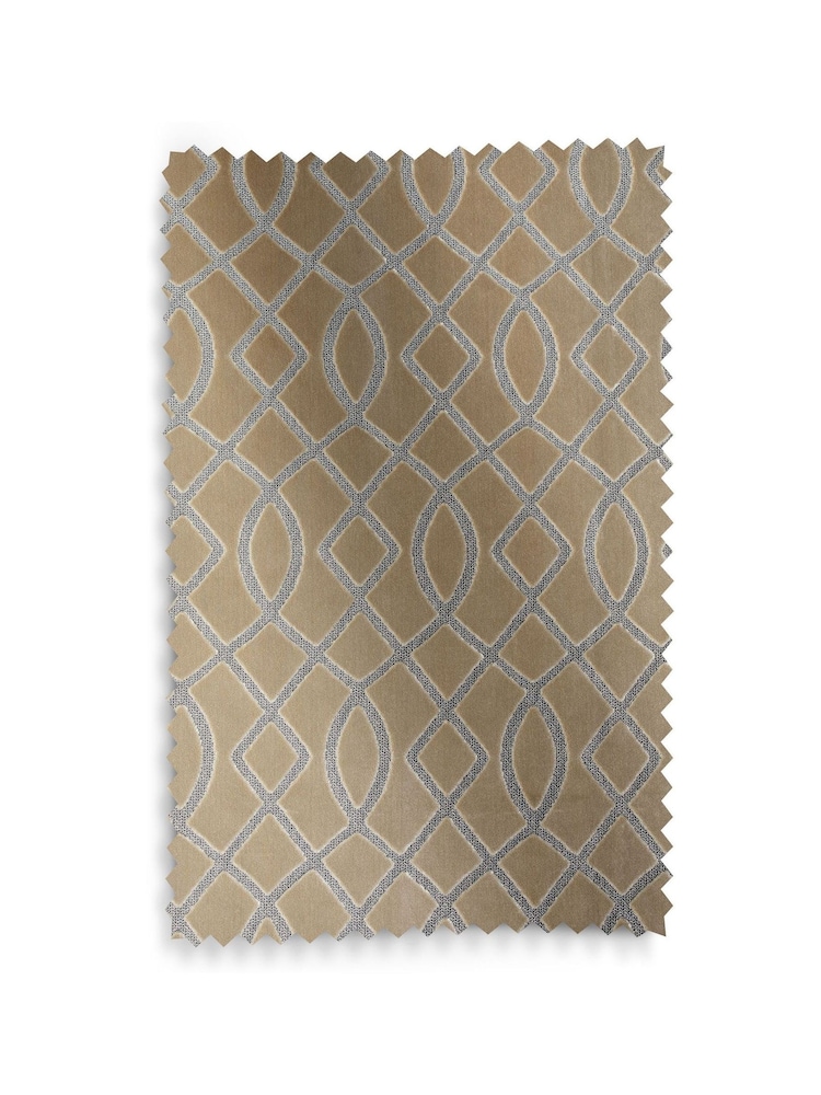 Champagne Natural Next Collection Luxe Heavyweight Maeve Damask Velvet Eyelet Lined Curtains - Image 6 of 6