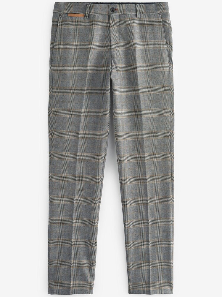 Grey Slim Tapered Check Formal Trousers - Image 1 of 3