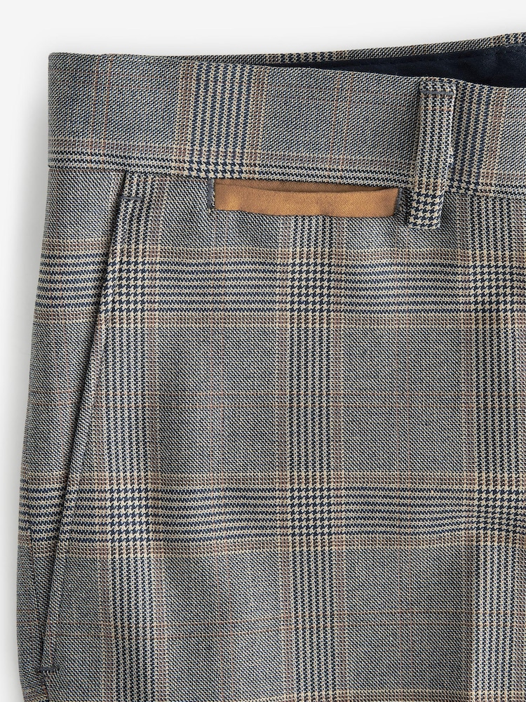 Grey Slim Tapered Check Formal Trousers - Image 3 of 3