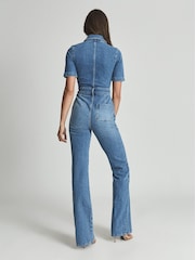 Reiss Blue Danie Petite Denim Jumpsuit - Image 5 of 7