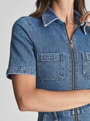 Reiss Blue Danie Petite Denim Jumpsuit - Image 7 of 7