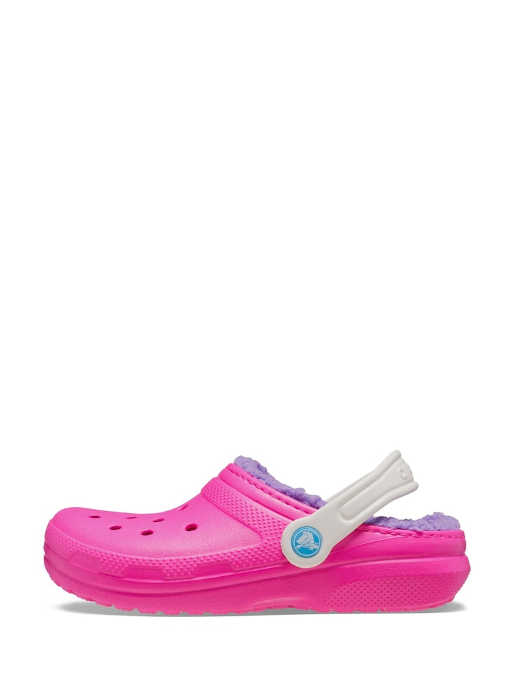 Crocs Neon Pink Fluffy Kids Lined Clogs - Image 2 of 7
