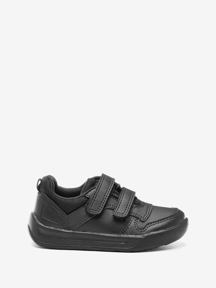Black Standard Fit (F) Double Strap Touch Fastening School Trainers - Image 3 of 10