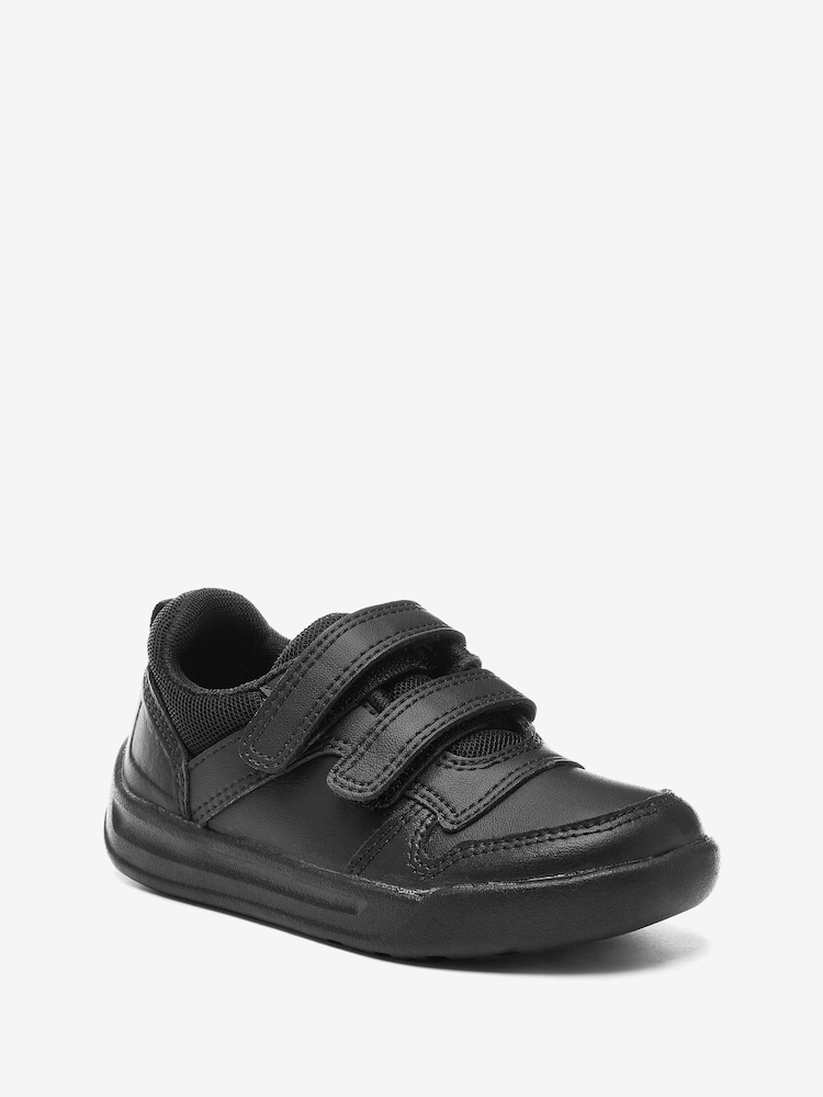 Black Standard Fit (F) Double Strap Touch Fastening School Trainers - Image 4 of 10