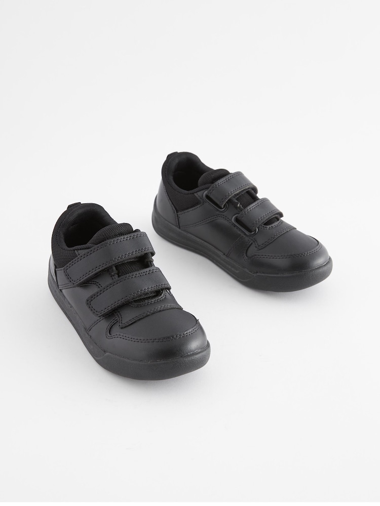 Black Standard Fit (F) Double Strap Touch Fastening School Trainers - Image 5 of 10