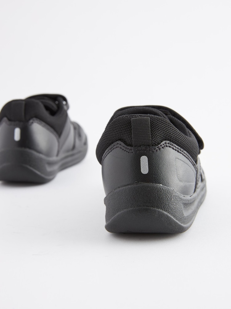 Black Standard Fit (F) Double Strap Touch Fastening School Trainers - Image 8 of 10
