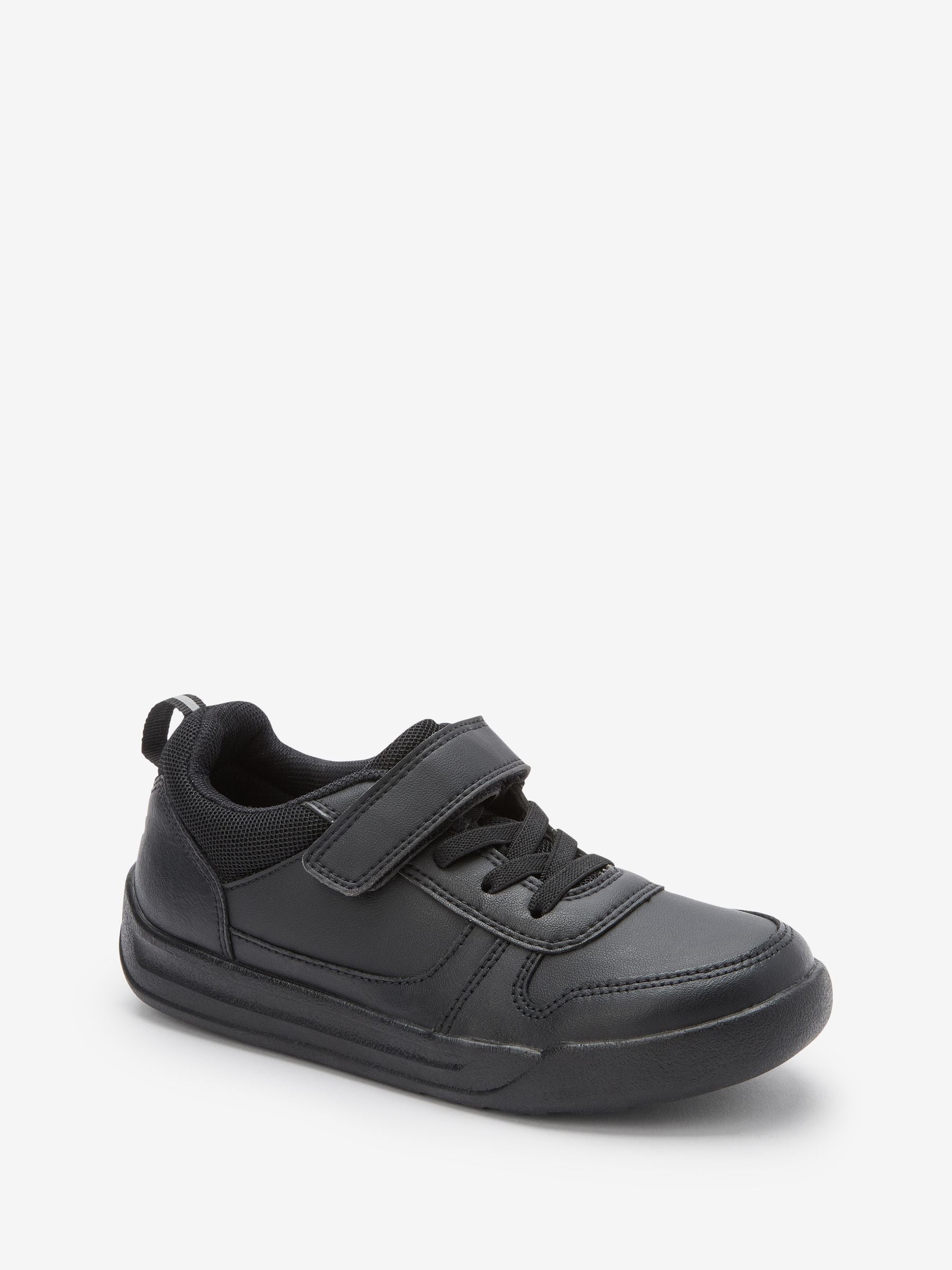 Black Standard Fit F Elastic Lace School Trainers