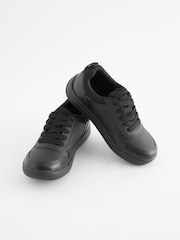 Black Standard Fit (F) Lace-Up School Trainers - Image 1 of 10