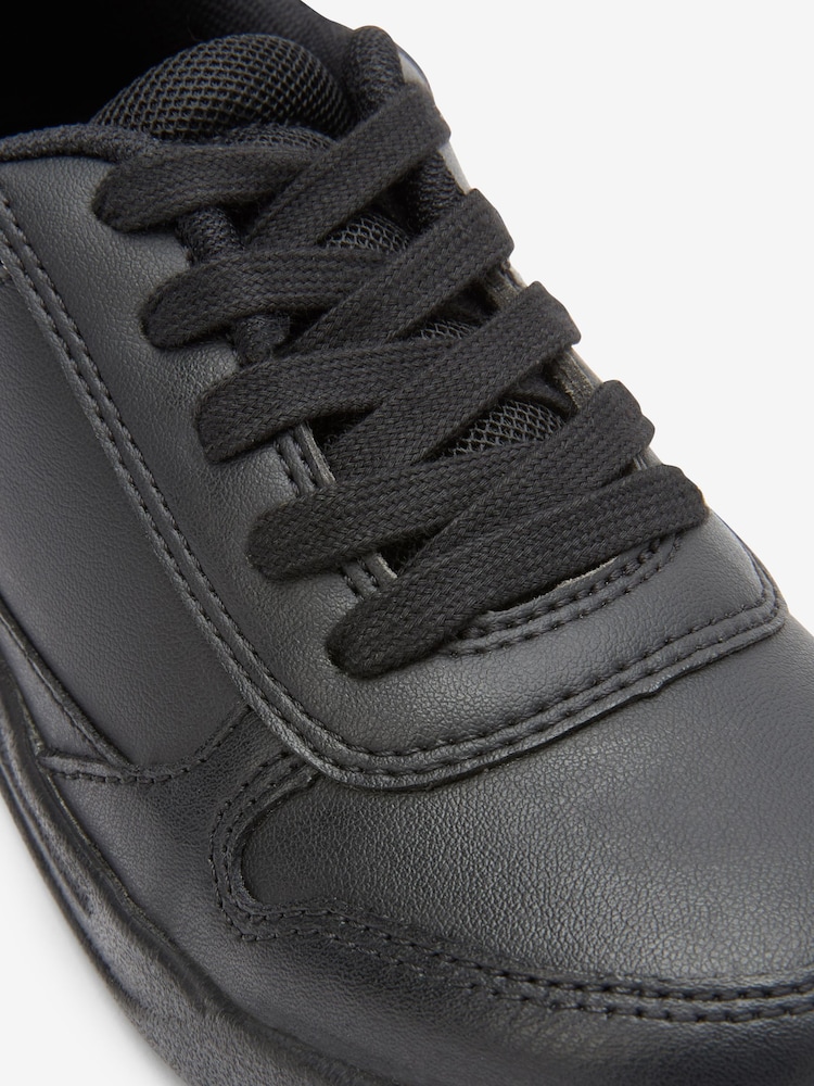 Black Standard Fit (F) Lace-Up School Trainers - Image 10 of 10