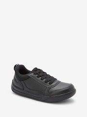 Black Standard Fit (F) Lace-Up School Trainers - Image 3 of 10