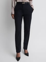 Reiss Navy Haisley Wool Blend Tapered Suit Trousers - Image 3 of 4