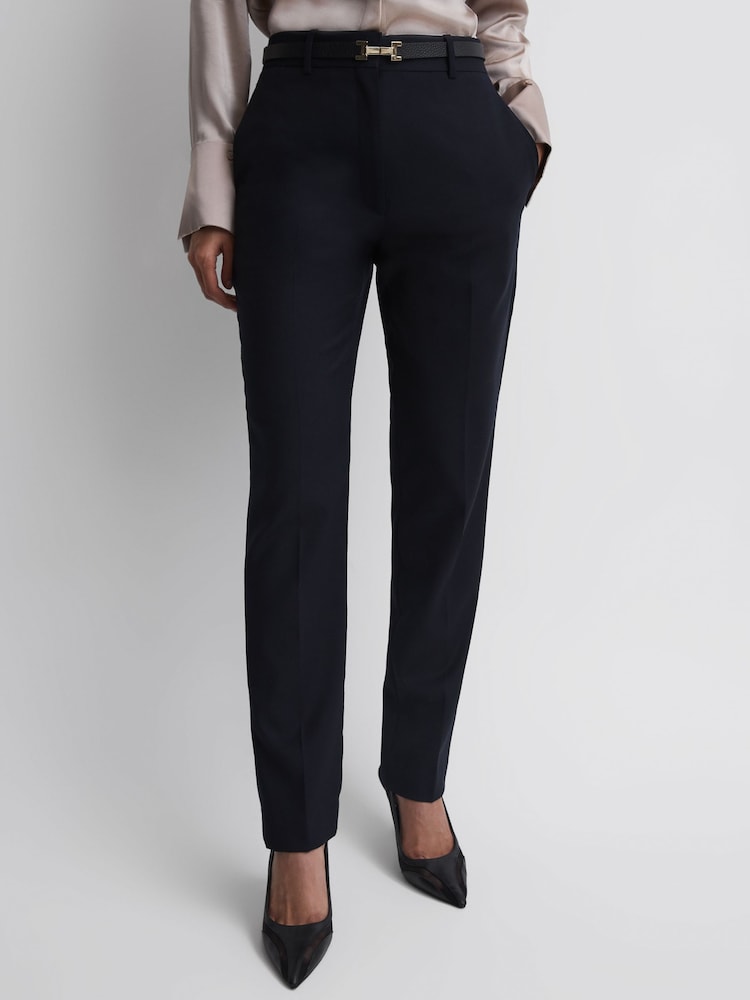 Reiss Navy Haisley Wool Blend Tapered Suit Trousers - Image 3 of 4