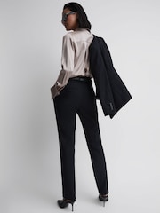 Reiss Navy Haisley Wool Blend Tapered Suit Trousers - Image 4 of 4