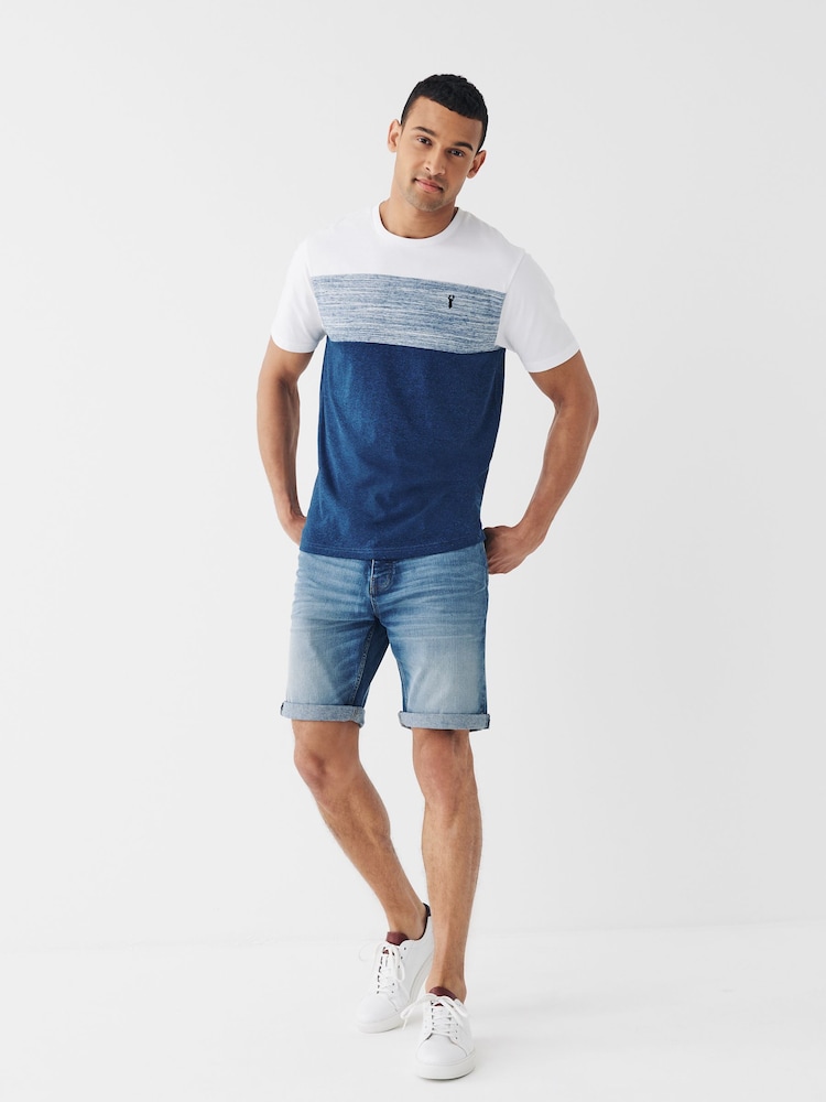 White/Blue Marl Block T-Shirt - Image 2 of 5