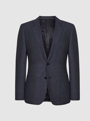 Reiss Airforce Blue Wing Wool Denim-Look Slim Fit Blazer - Image 2 of 4