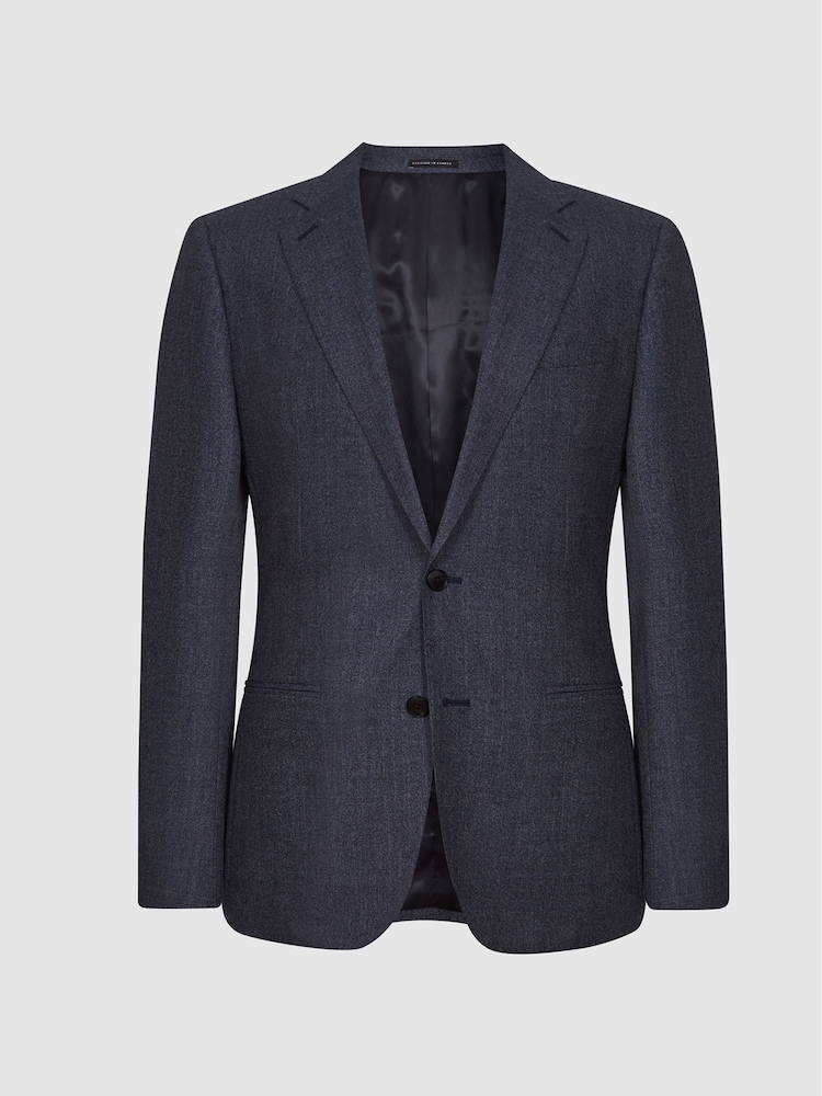 Reiss Airforce Blue Wing Wool Denim-Look Slim Fit Blazer - Image 2 of 4