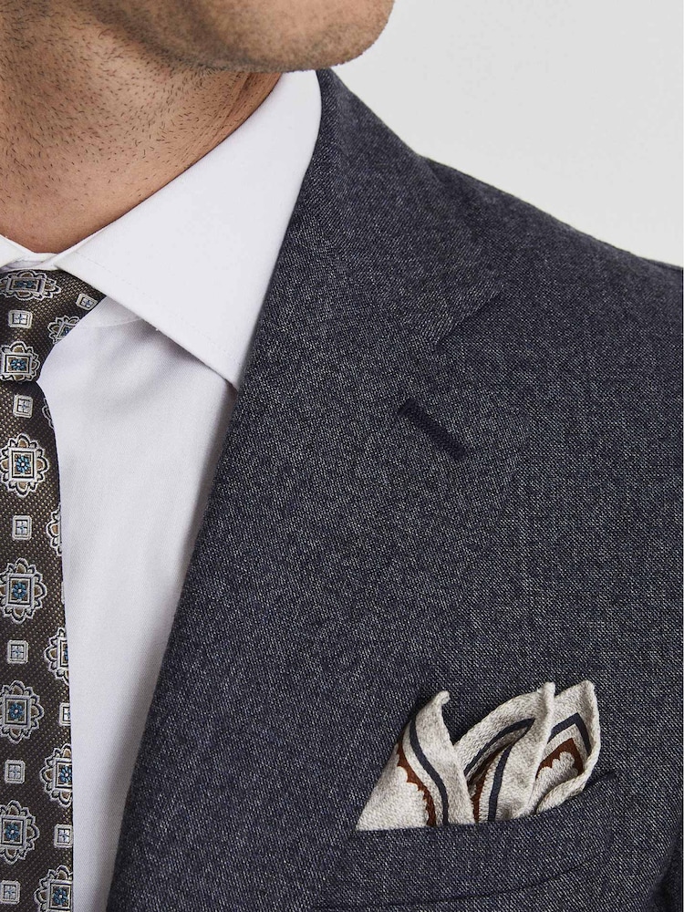 Reiss Airforce Blue Wing Wool Denim-Look Slim Fit Blazer - Image 4 of 4