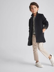 Reiss Navy Gable Jr Single Breasted Overcoat - Image 1 of 6