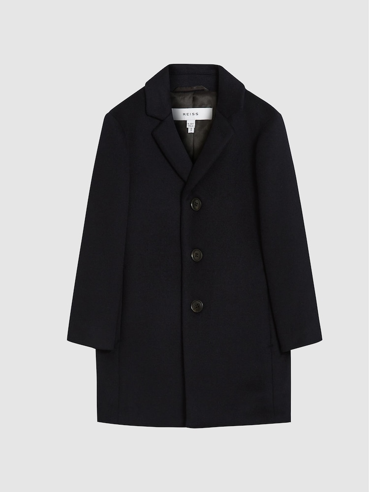 Reiss Navy Gable Jr Single Breasted Overcoat - Image 2 of 6