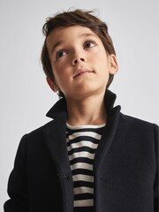 Reiss Navy Gable Jr Single Breasted Overcoat - Image 4 of 6