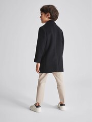 Reiss Navy Gable Jr Single Breasted Overcoat - Image 5 of 6