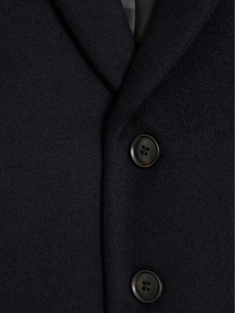 Reiss Navy Gable Jr Single Breasted Overcoat - Image 6 of 6
