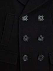 Reiss Black Cork Junior Double Breasted Wool Peacoat - Image 7 of 7