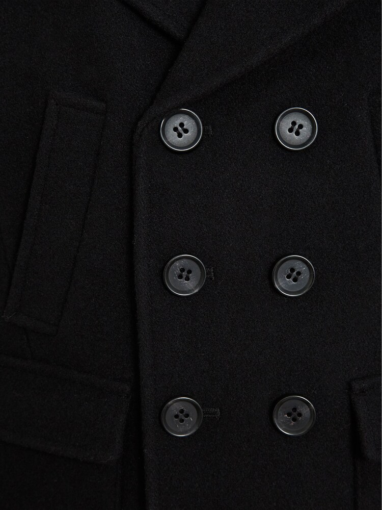 Reiss Black Cork Junior Double Breasted Wool Peacoat - Image 7 of 7