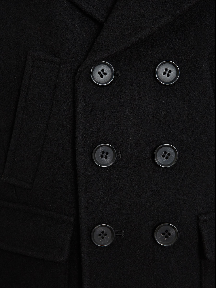 Reiss Black Cork Junior Double Breasted Wool Peacoat - Image 7 of 7 Reiss Black Cork Junior Double Breasted Wool Peacoat - Image 7 of 7