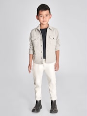 Reiss Soft Grey Melange Miami Junior Brushed Cotton Shirt - Image 1 of 7
