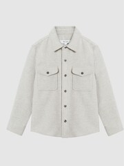 Reiss Soft Grey Melange Miami Junior Brushed Cotton Shirt - Image 2 of 7