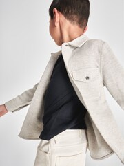 Reiss Soft Grey Melange Miami Junior Brushed Cotton Shirt - Image 3 of 7