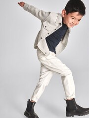 Reiss Soft Grey Melange Miami Junior Brushed Cotton Shirt - Image 4 of 7