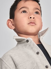 Reiss Soft Grey Melange Miami Junior Brushed Cotton Shirt - Image 6 of 7