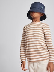Reiss White/ Camel Morrison Jr Striped Long Sleeve T Shirt - Image 4 of 6