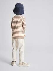 Reiss White/ Camel Morrison Jr Striped Long Sleeve T Shirt - Image 5 of 6