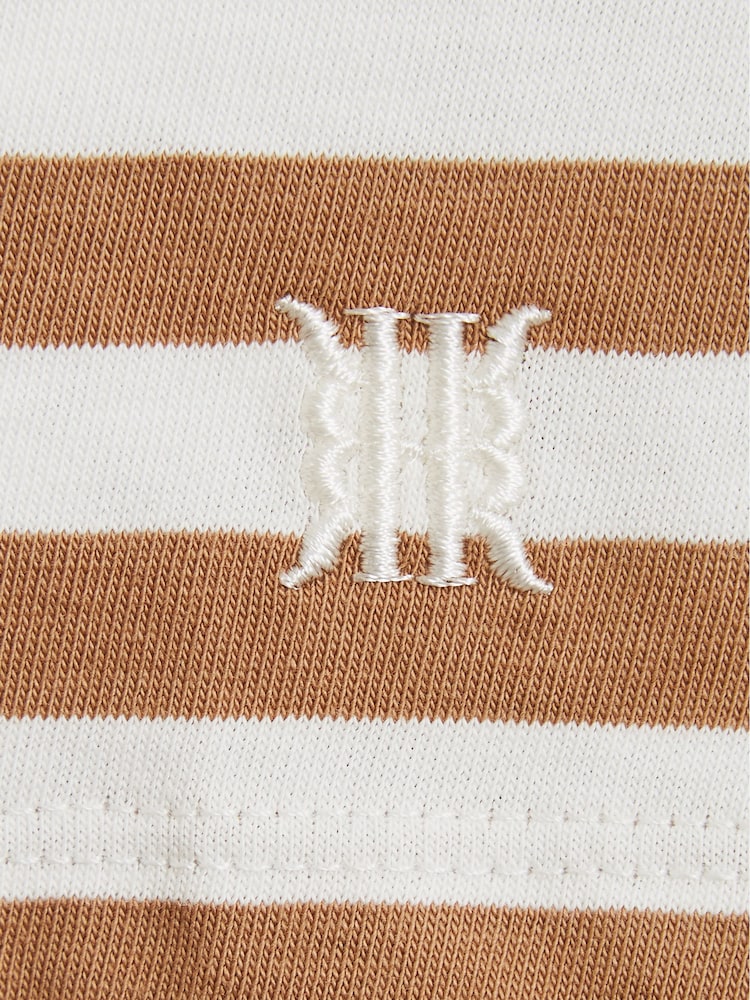 Reiss White/ Camel Morrison Jr Striped Long Sleeve T Shirt - Image 6 of 6