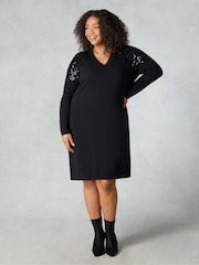 Live Unlimited Black Knit Sequin Dress - Image 1 of 4
