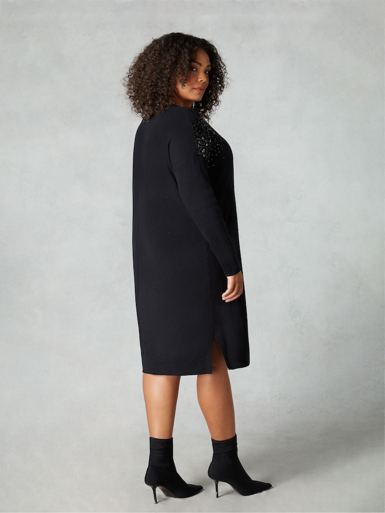 Live Unlimited Black Knit Sequin Dress - Image 2 of 4