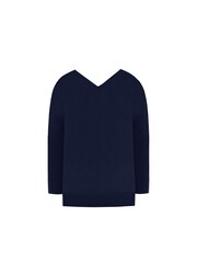 Live Unlimited Light Blue Relaxed V-Neck Knitted Jumper - Image 4 of 4