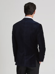 Reiss Navy Blue Ace Single Breasted Velvet Blazer - Image 5 of 5