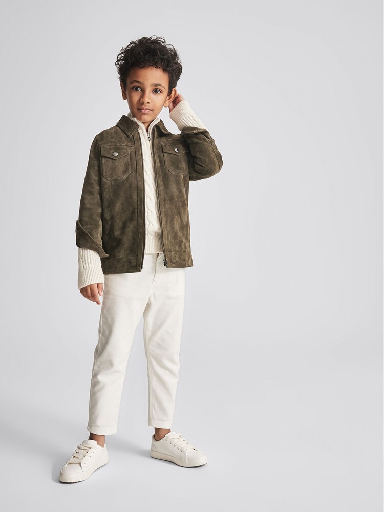 Reiss Dewi Junior Cable Knit Cashmere Blend Zip Up Jumper - Image 1 of 6