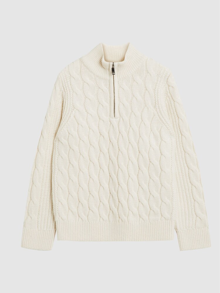 Reiss Dewi Junior Cable Knit Cashmere Blend Zip Up Jumper - Image 2 of 6